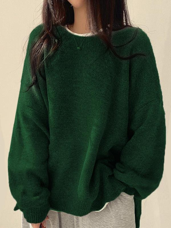 Laurette - Drop Shoulder Split Hem Sweater