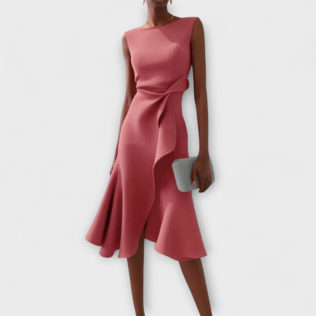 Maris – Draped Asymmetric Midi Dress