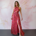 Vania – Elegant Floral Maxi Dress with Open Back