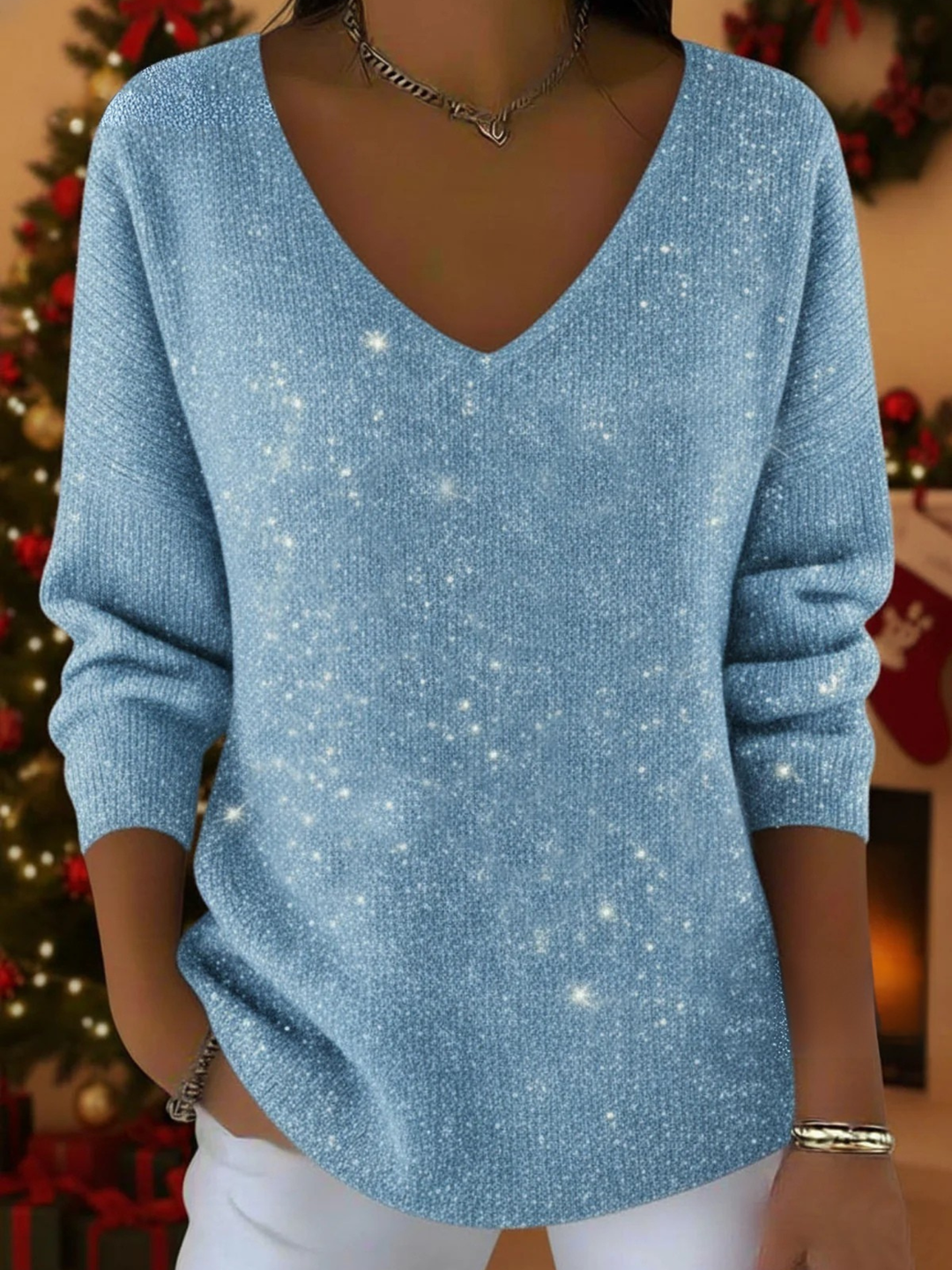 Zania - Festive V-neck Sweater for Celebrations
