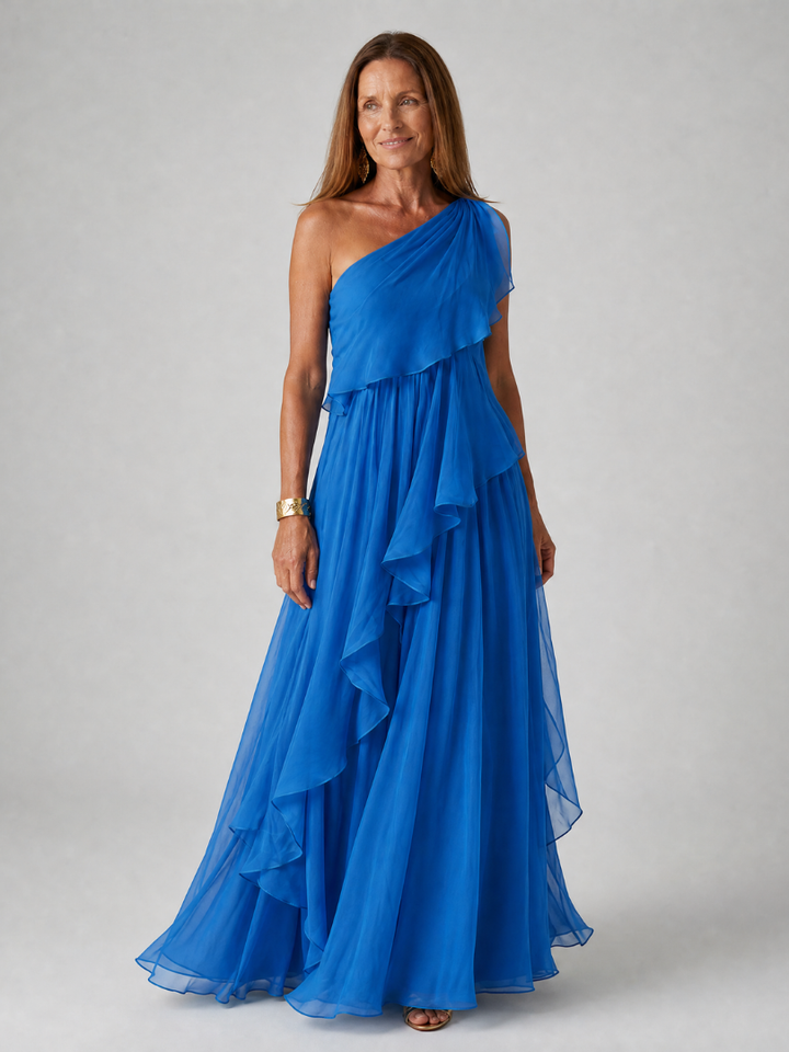 Mikha - One Shoulder Ruffle Maxi Dress