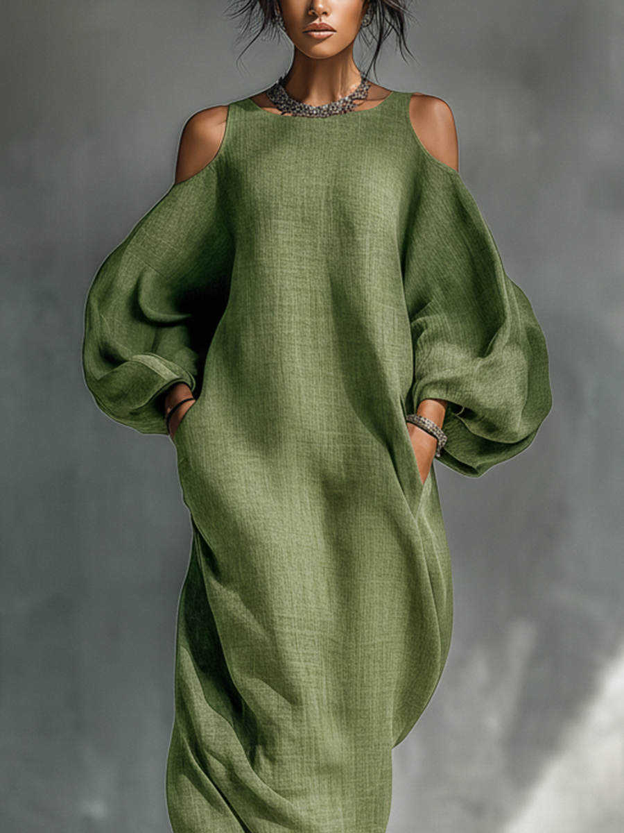 Everlyn - Flowing Cold Shoulder Maxi Dress