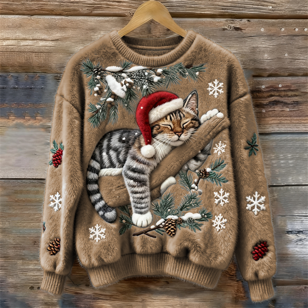 Maela – Cozy Christmas Sweater with Kitten