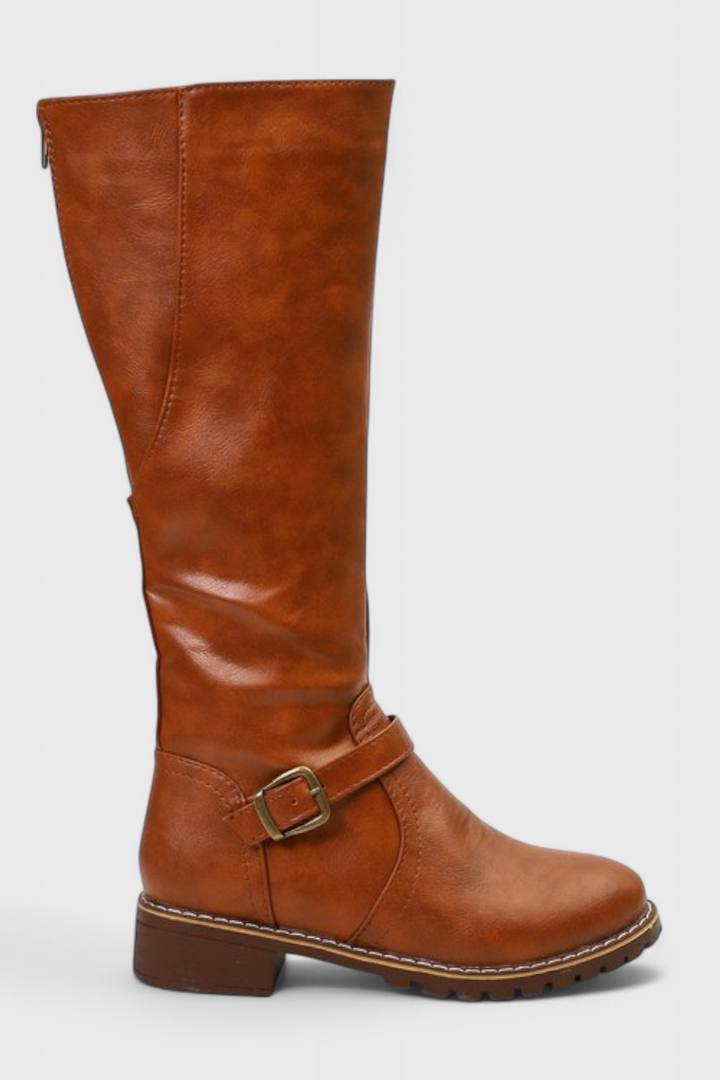 Sienna Buckled High Boots with Zipper Closure