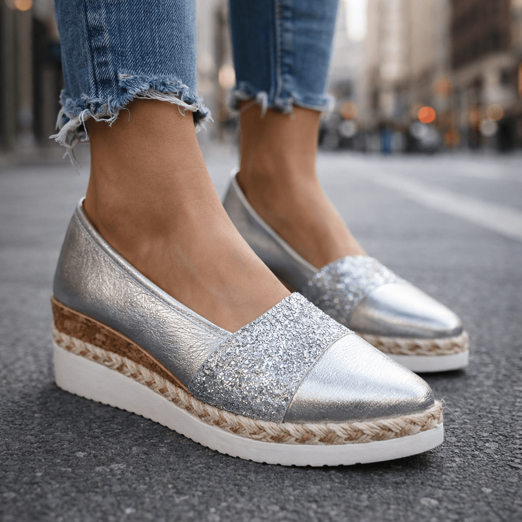 Jacky - Glitter Wedge Slip-On Sneakers