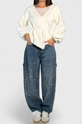 Rhinestone-Embellished Dariya Cargo Balloon Jeans