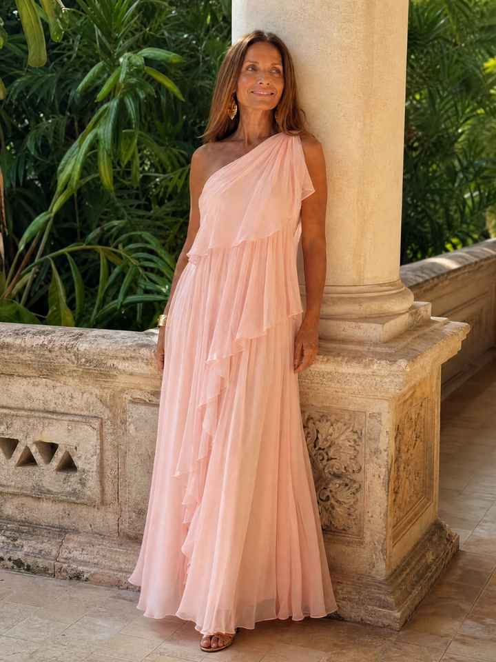 Mikha - One Shoulder Ruffle Maxi Dress
