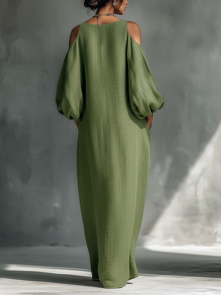 Everlyn - Flowing Cold Shoulder Maxi Dress
