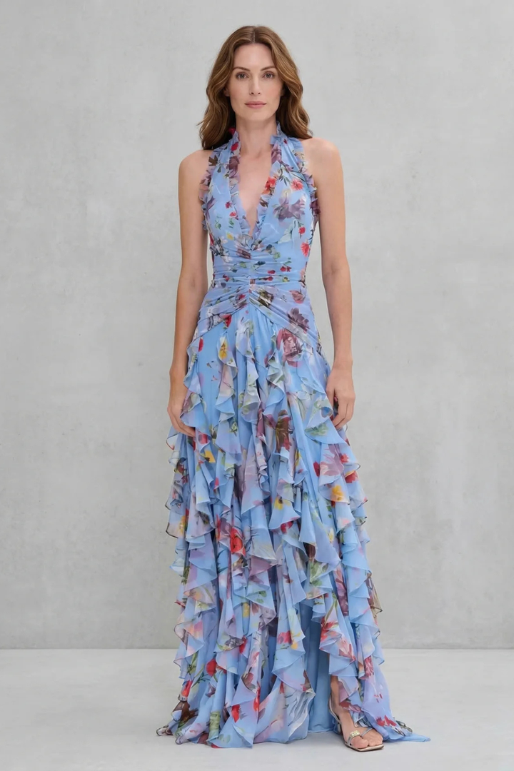 Rosalinda - Floral Halter Maxi Dress