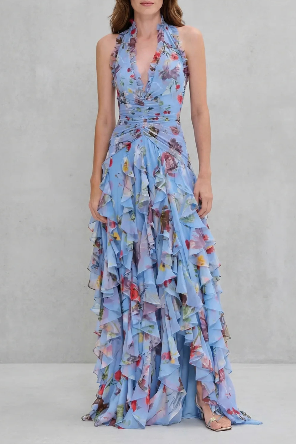 Rosalinda - Floral Halter Maxi Dress