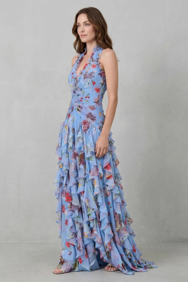 Rosalinda - Floral Halter Maxi Dress