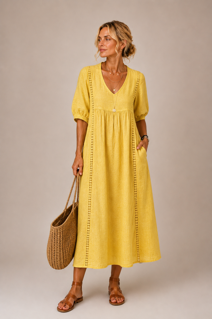 Ciara – Linen Blend Midi Dress