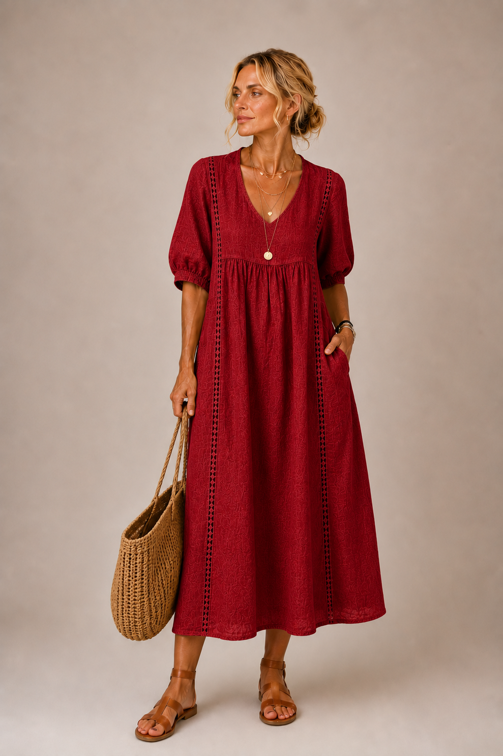 Ciara – Linen Blend Midi Dress