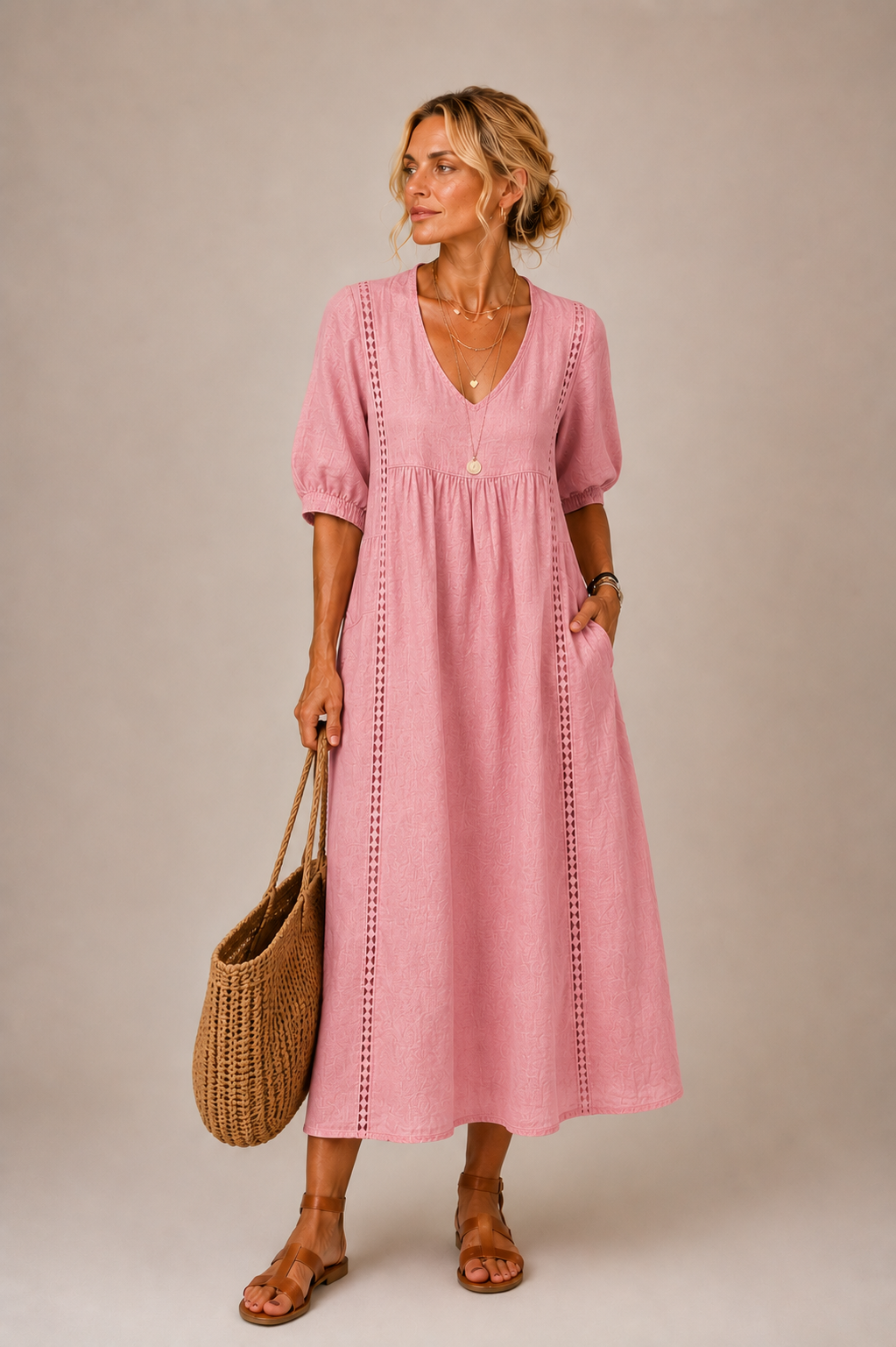 Ciara – Linen Blend Midi Dress