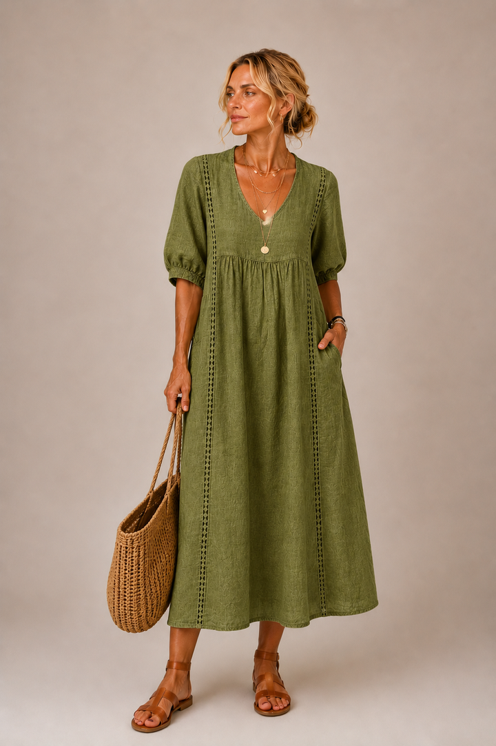 Ciara – Linen Blend Midi Dress