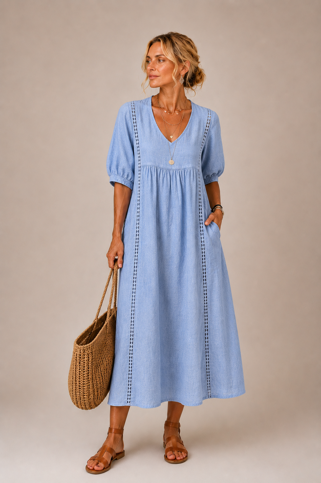 Ciara – Linen Blend Midi Dress