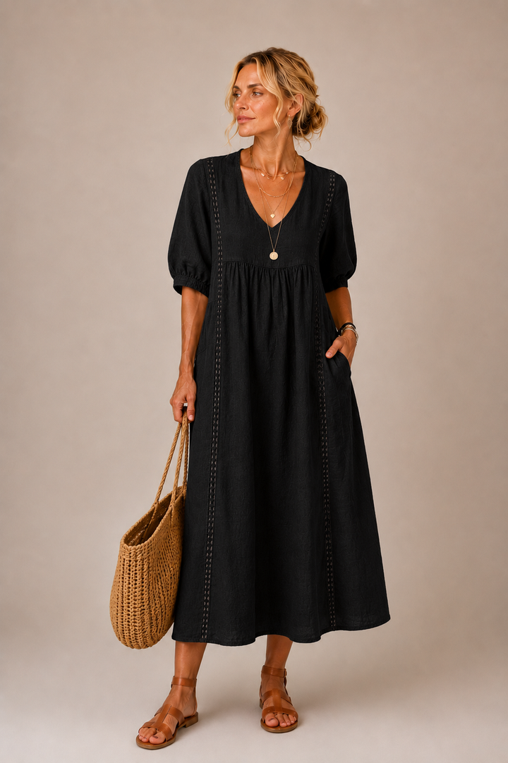 Ciara – Linen Blend Midi Dress
