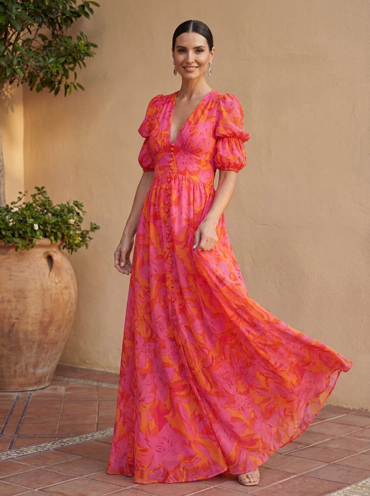 Laina - Flowing V-Neck Maxi Dress