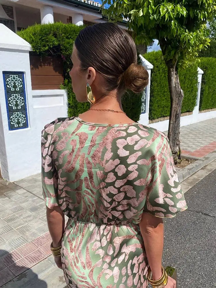 Ingrid - Copper Midi Dress with Twist Knot