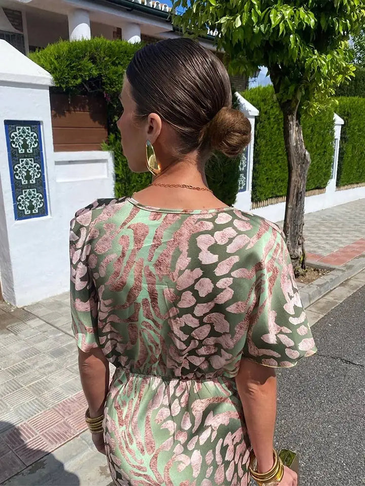 Ingrid - Copper Midi Dress with Twist Knot