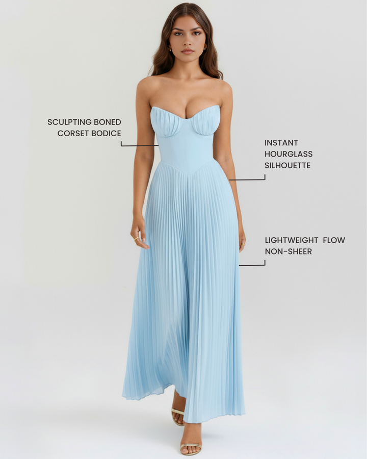 Sammie - Ocean Blue Pleated Maxi Dress