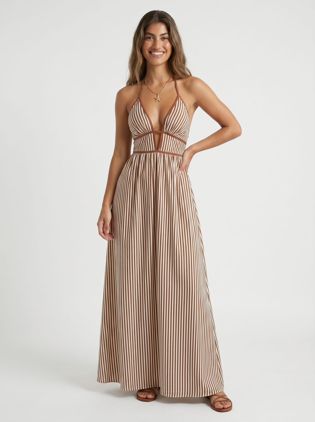 Pia - Flowing Halter Summer Maxi Dress