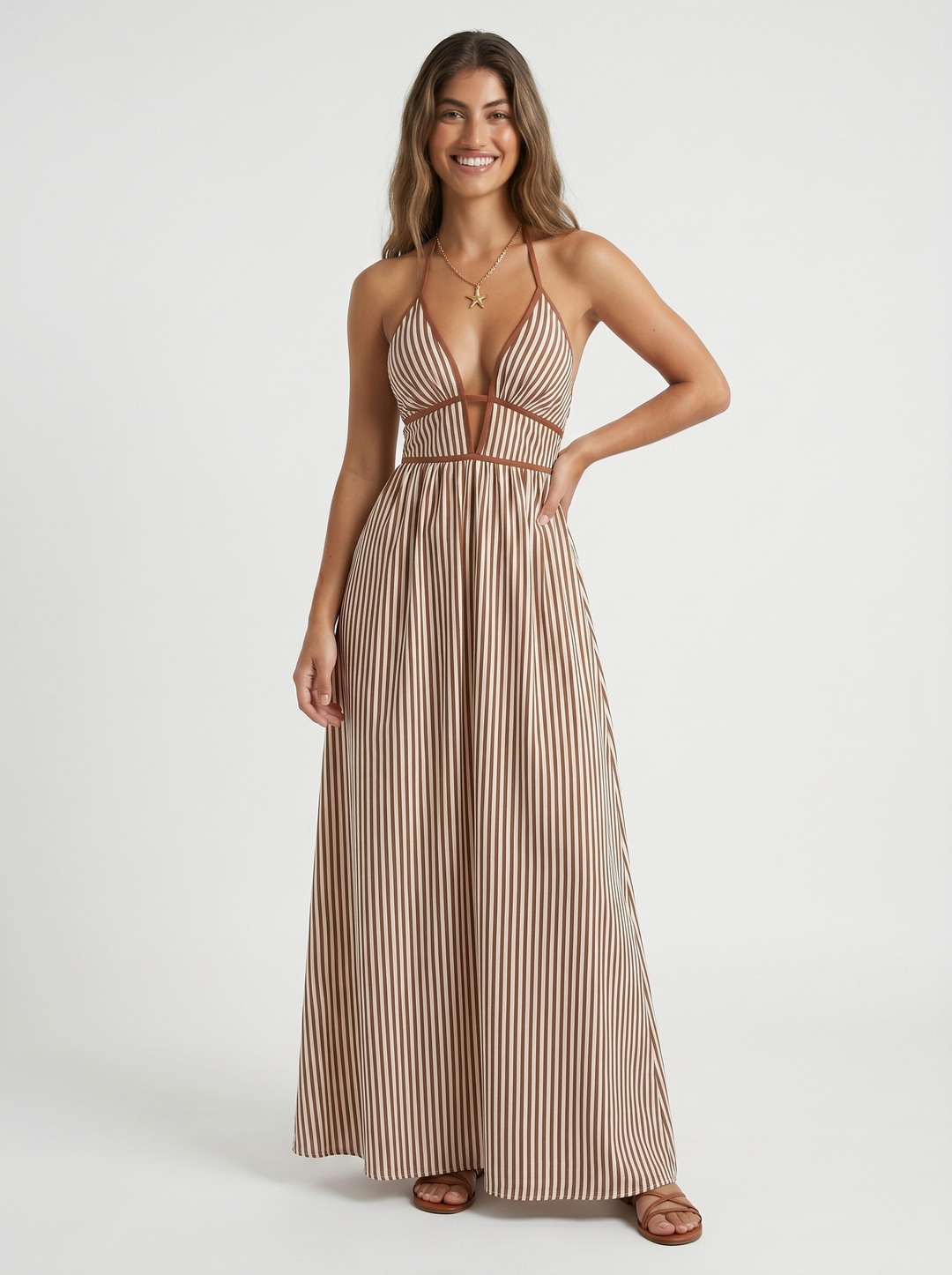 Pia - Flowing Halter Summer Maxi Dress