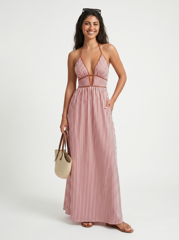 Pia - Flowing Halter Summer Maxi Dress