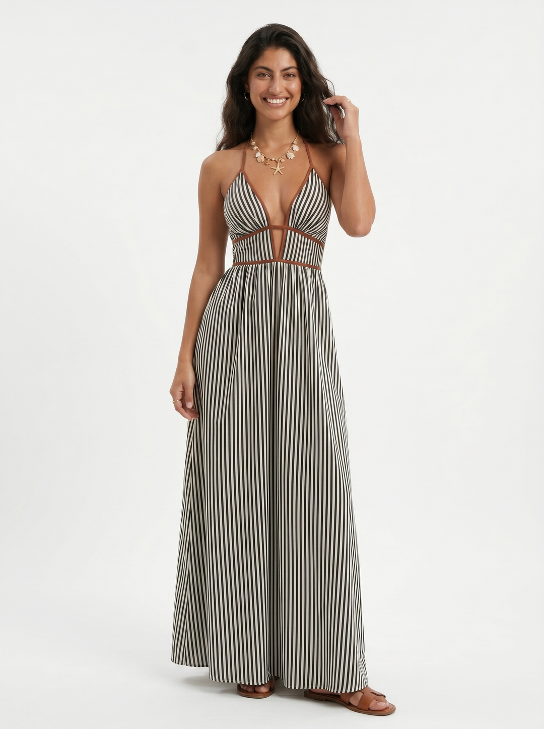 Pia - Flowing Halter Summer Maxi Dress