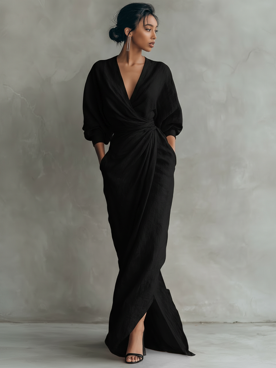 Alexandra - Pink Linen Maxi Dress