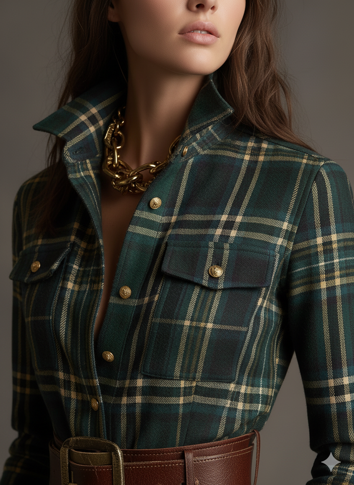 Giana - Plaid Maxi Shirt Dress