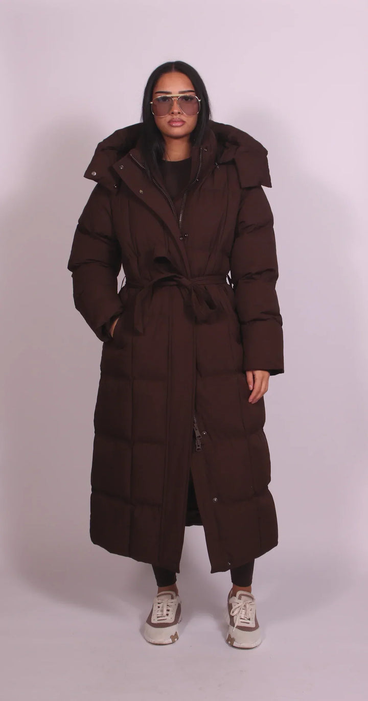 Kelly – Long Belted Puffer Coat