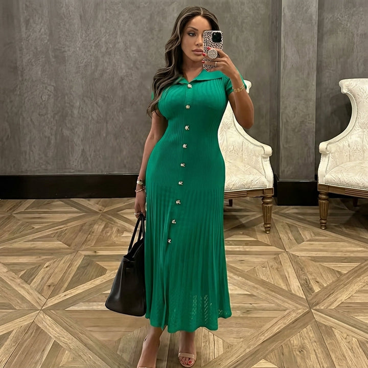Laarni – Vintage Knit Maxi Shirt Dress