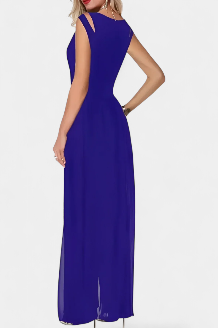 Nadia Open-Shoulder Fluid Chiffon Jumpsuit