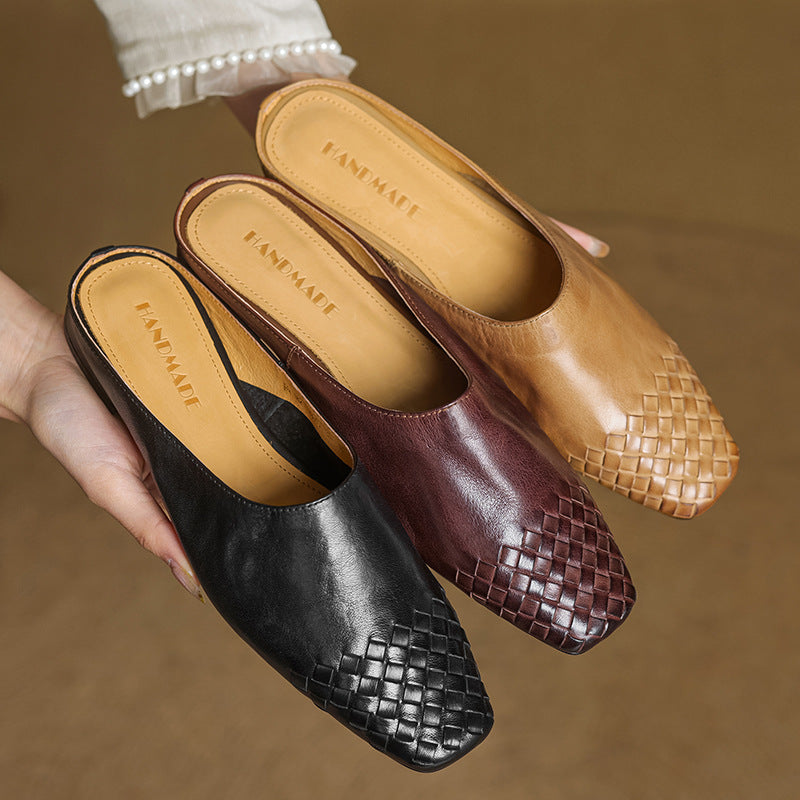 Mindy - Genuine Leather Square-Toe Sandals
