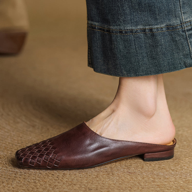 Mindy - Genuine Leather Square-Toe Sandals