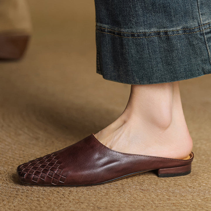 Mindy - Genuine Leather Square-Toe Sandals