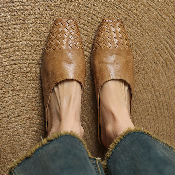 Mindy - Genuine Leather Square-Toe Sandals