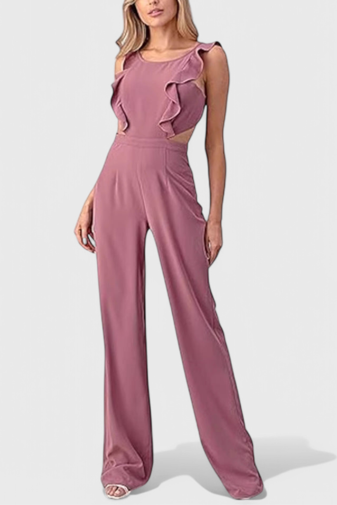 Chantal Cut-Out Sleeveless Jumpsuit with Wide Leg Design