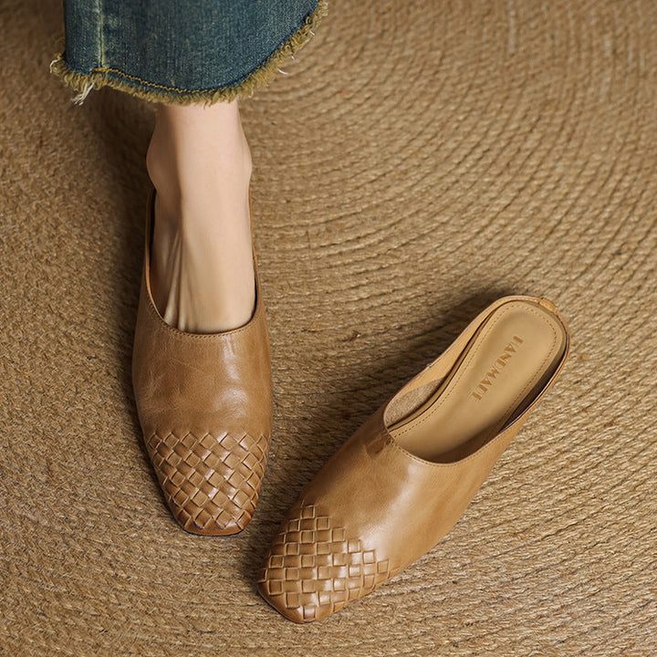 Mindy - Genuine Leather Square-Toe Sandals