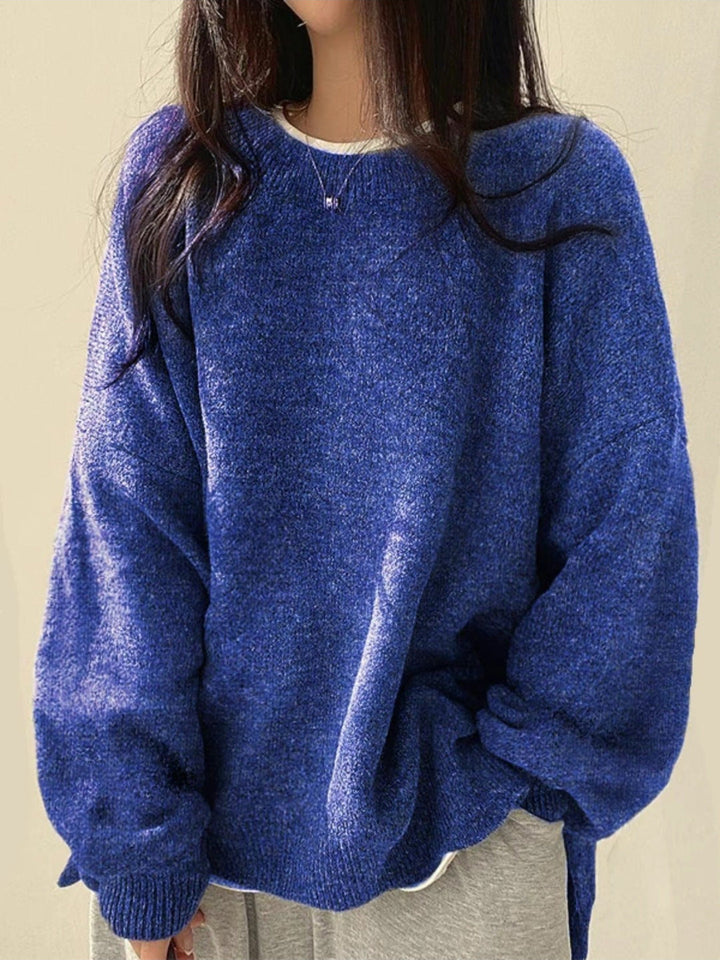 Laurette - Drop Shoulder Split Hem Sweater