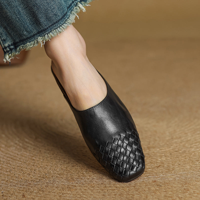 Mindy - Genuine Leather Square-Toe Sandals
