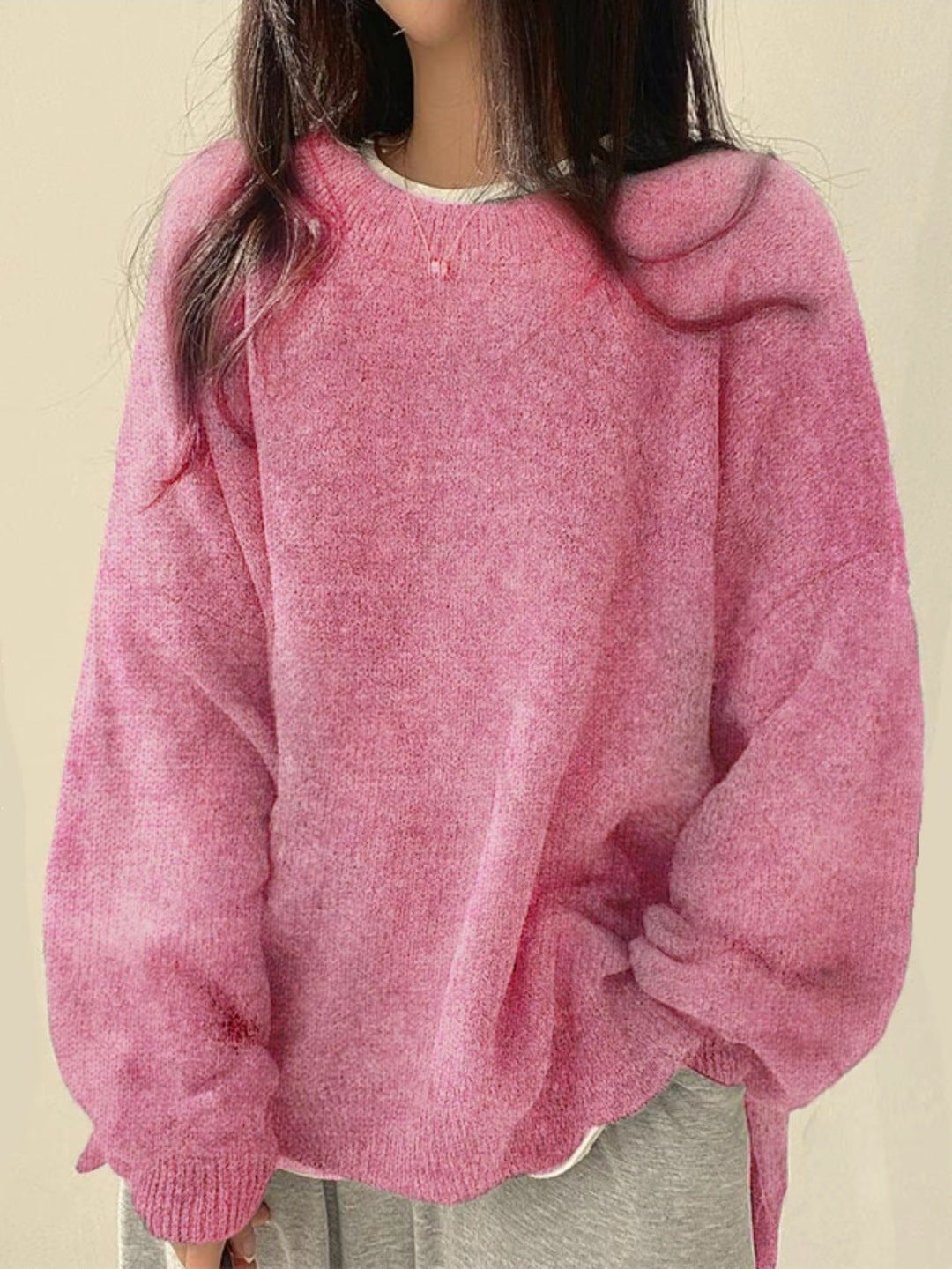 Laurette - Drop Shoulder Split Hem Sweater