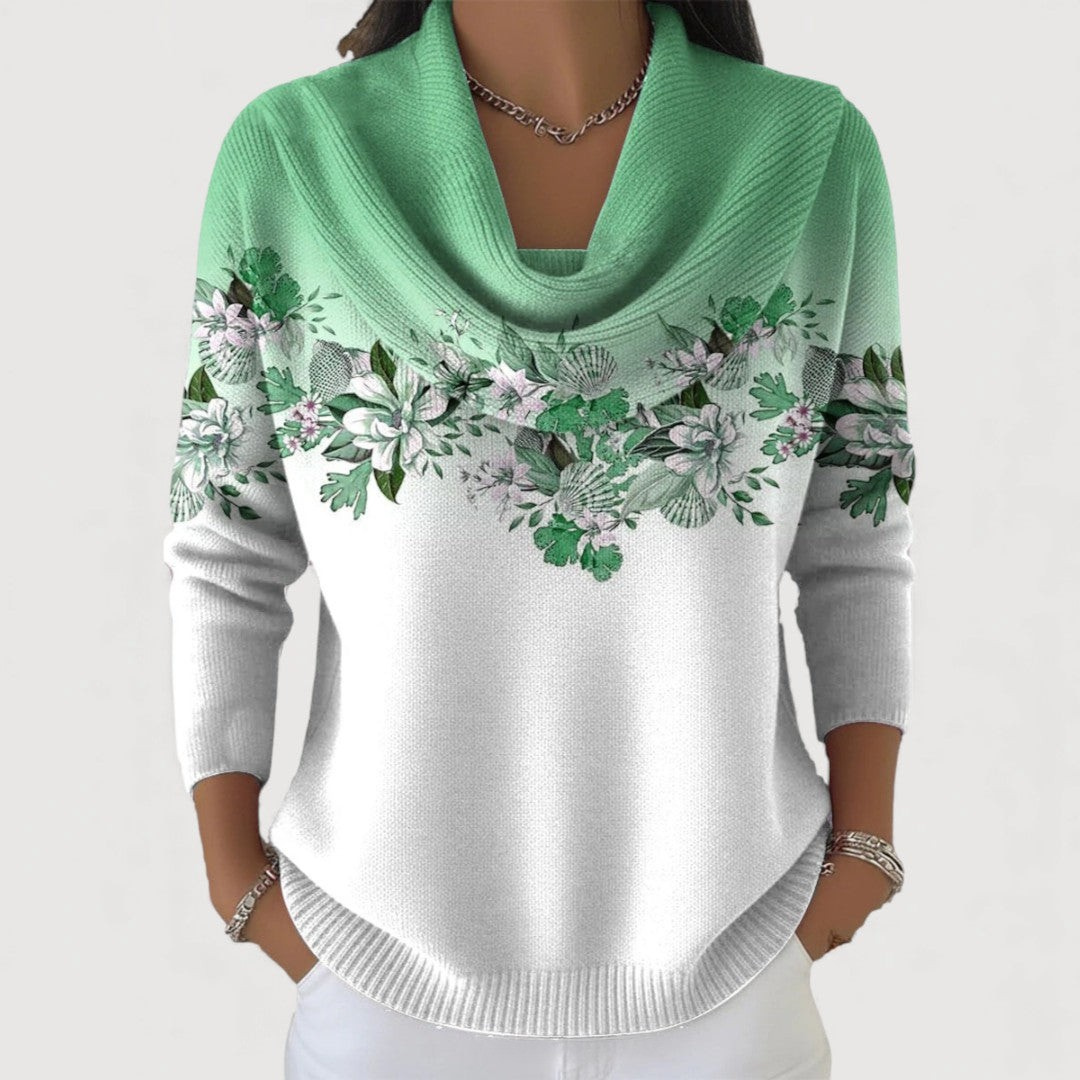 Jennie - Floral Sweater with Soft Neckline