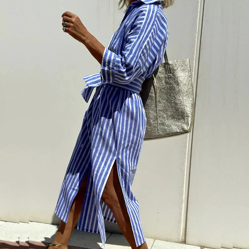 Lena - Classic Striped Shirt Dress