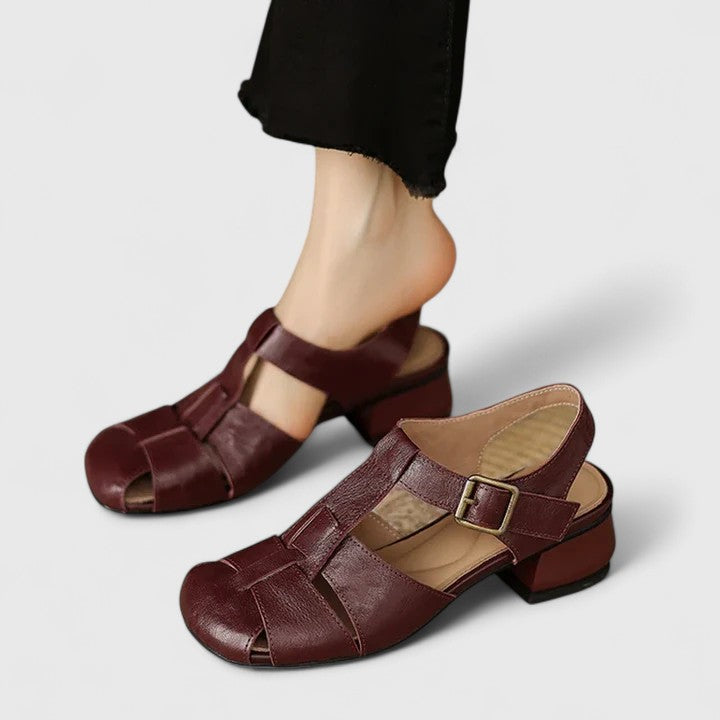 Madella – Elegant Leather Sandals with Block Heel