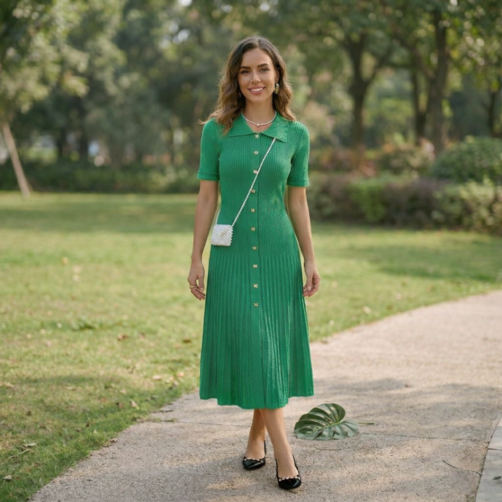 Laarni – Vintage Knit Maxi Shirt Dress