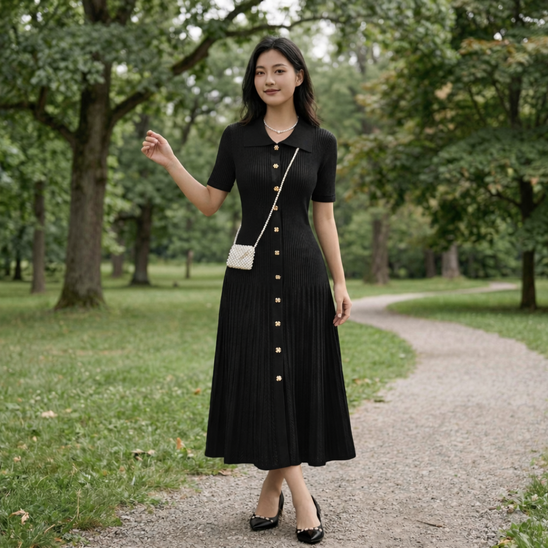 Laarni – Vintage Knit Maxi Shirt Dress