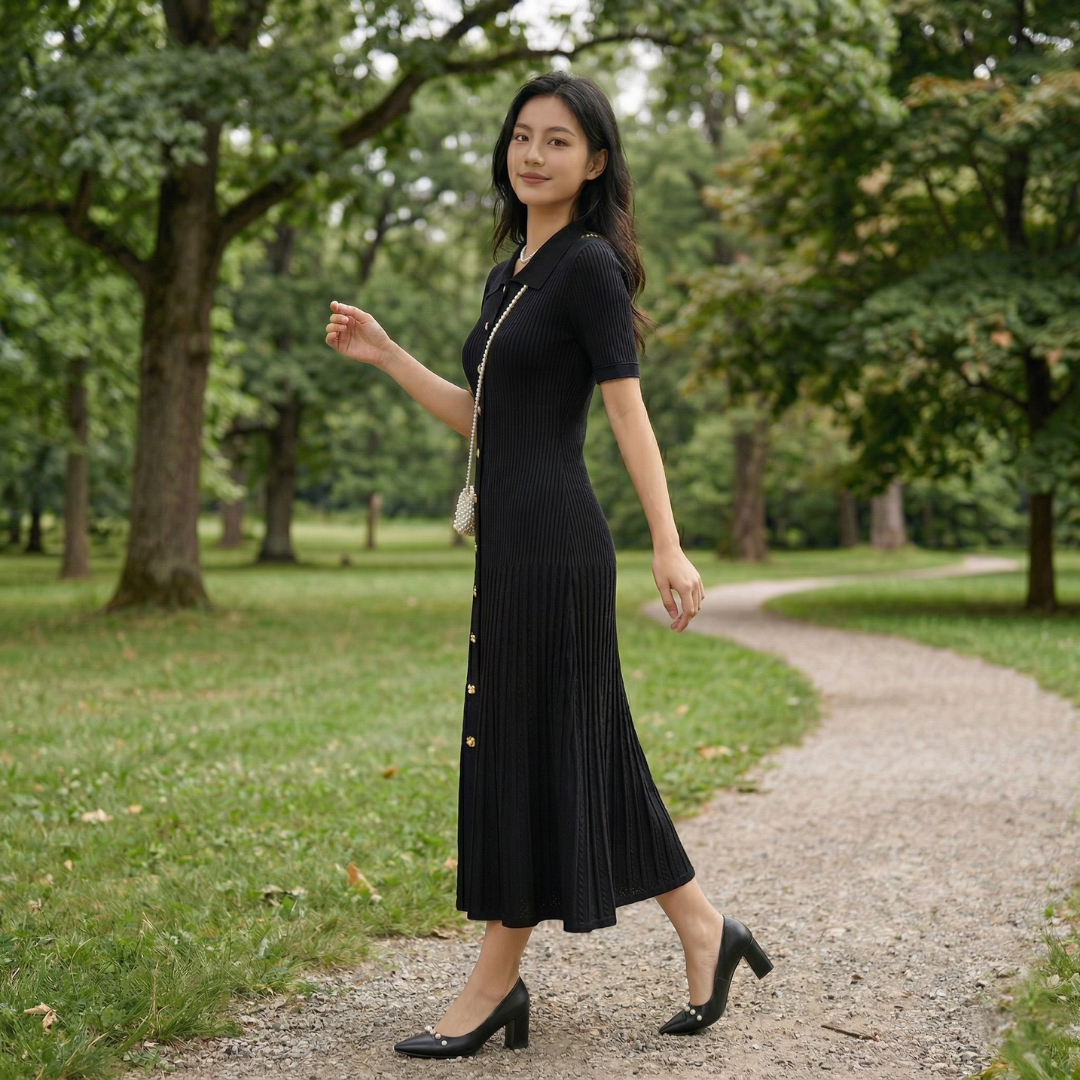 Laarni – Vintage Knit Maxi Shirt Dress