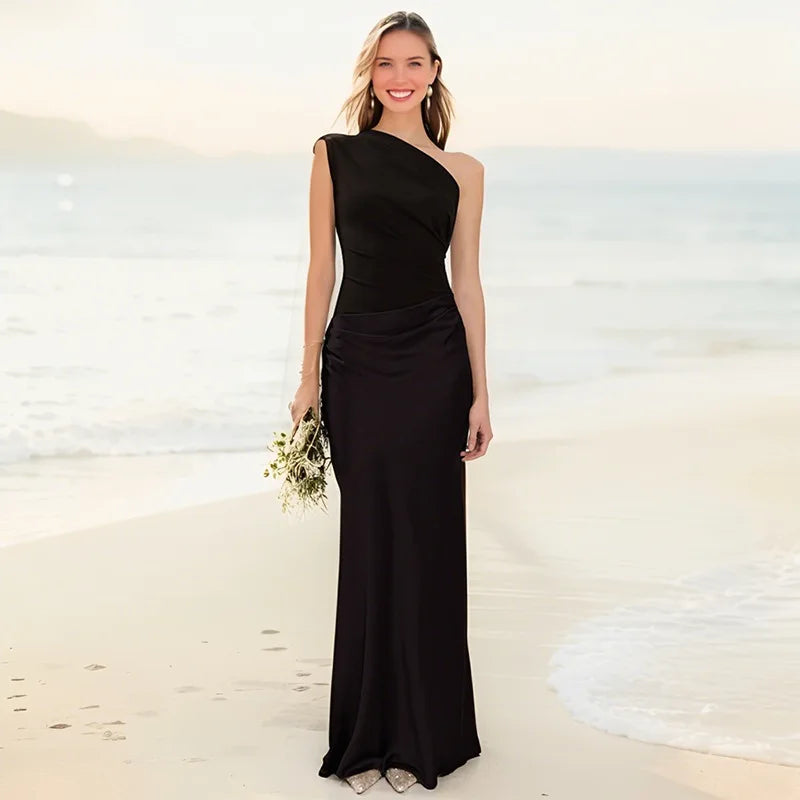 Sofie - One-Shoulder Satin Maxi Dress